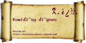 Komlósy Ágnes névjegykártya